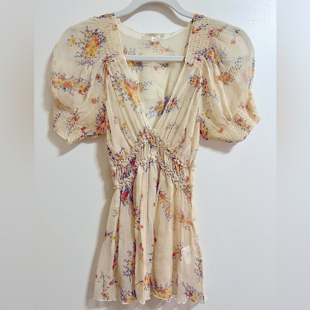 Matty M Floral Printed Blouse Size XS 100% Silk